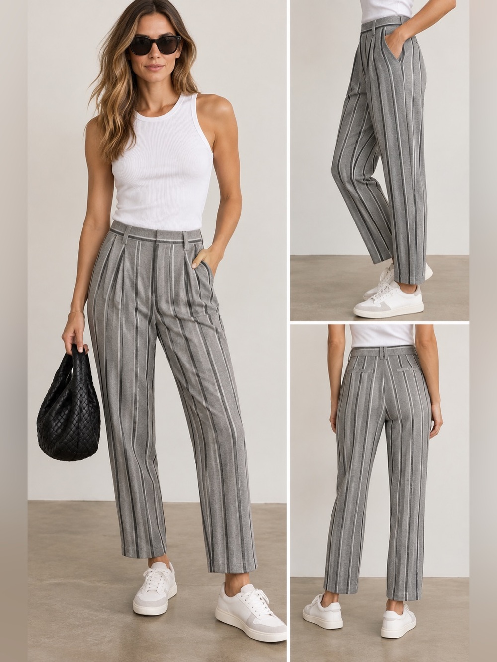 Rail Gray Pinstriped High-Waist Trousers NWT size 30